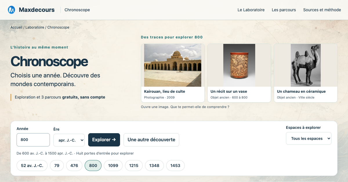Chronoscope en 800 : Rome, Bagdad, Kairouan et les cités mayas