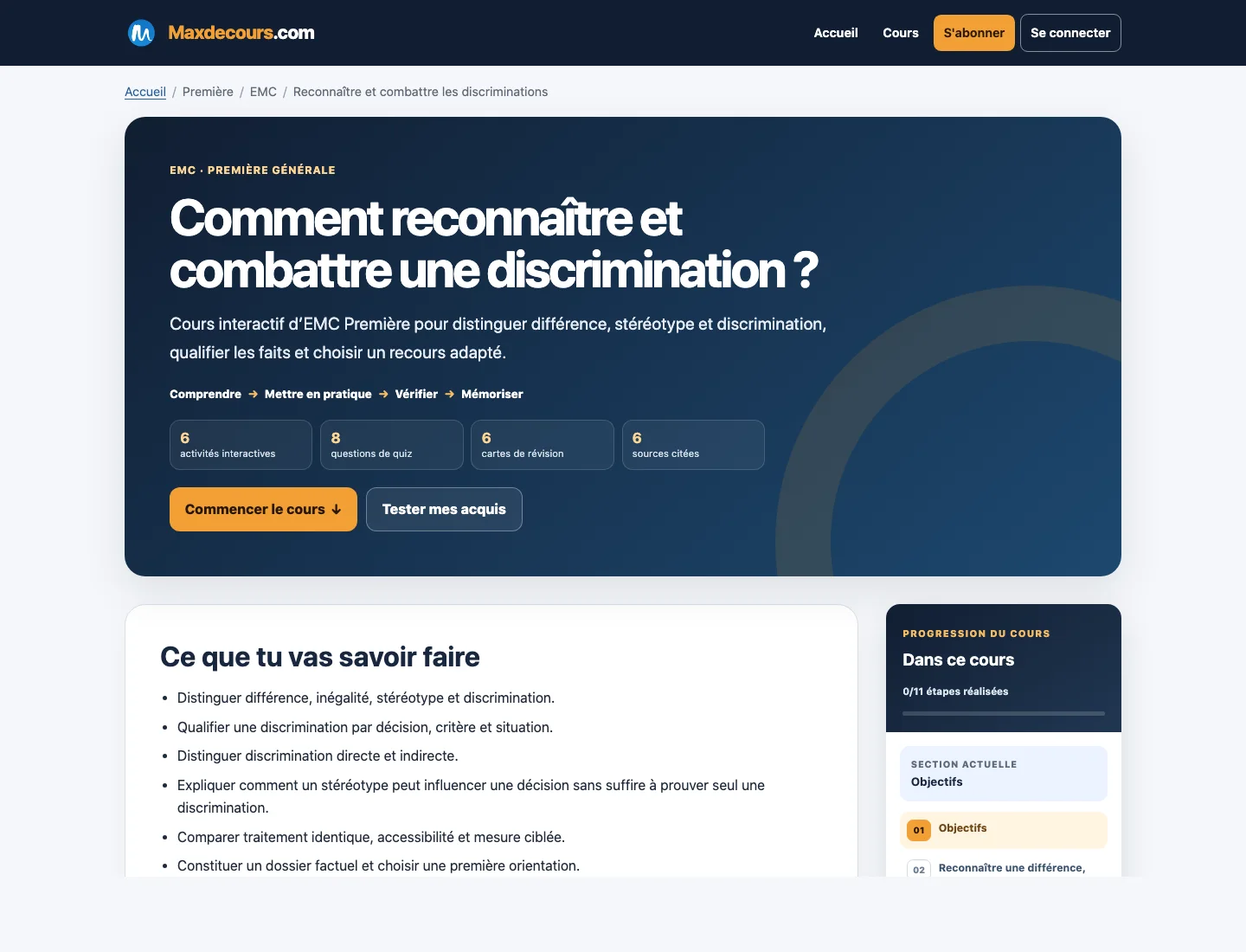 Aperçu d’un cours Maxdecours de Enseignement moral et civique en première