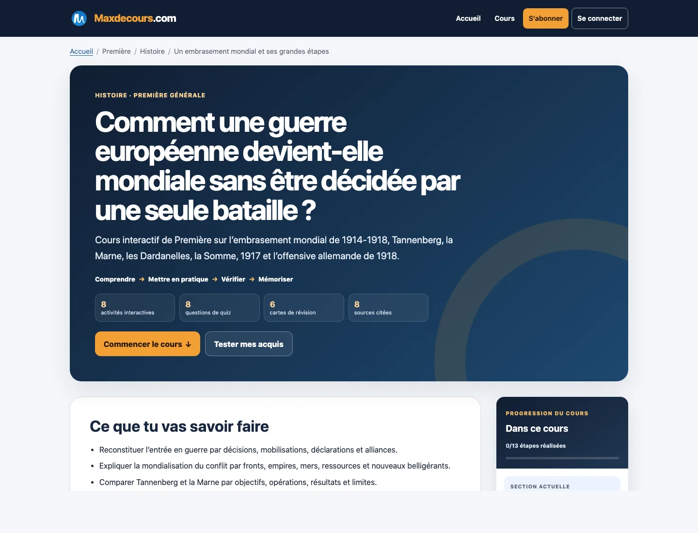 Aperçu d’un cours Maxdecours de Histoire en première