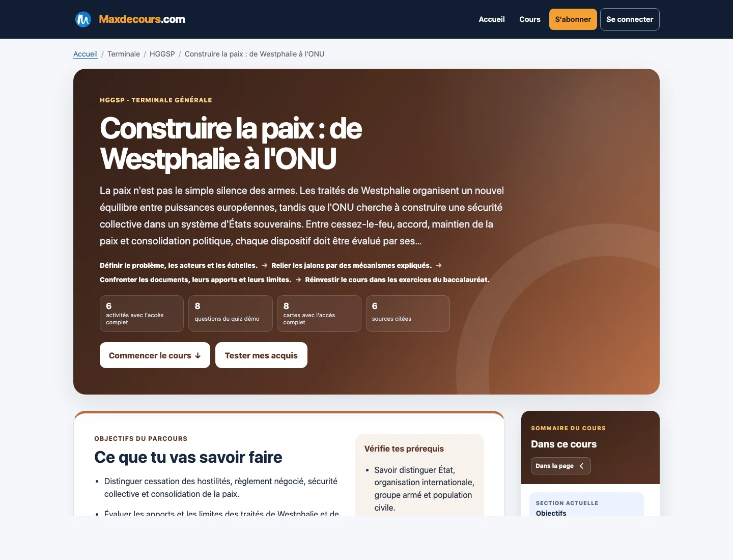 Aperçu d’un cours Maxdecours de Histoire-géographie, géopolitique et sciences politiques en terminale