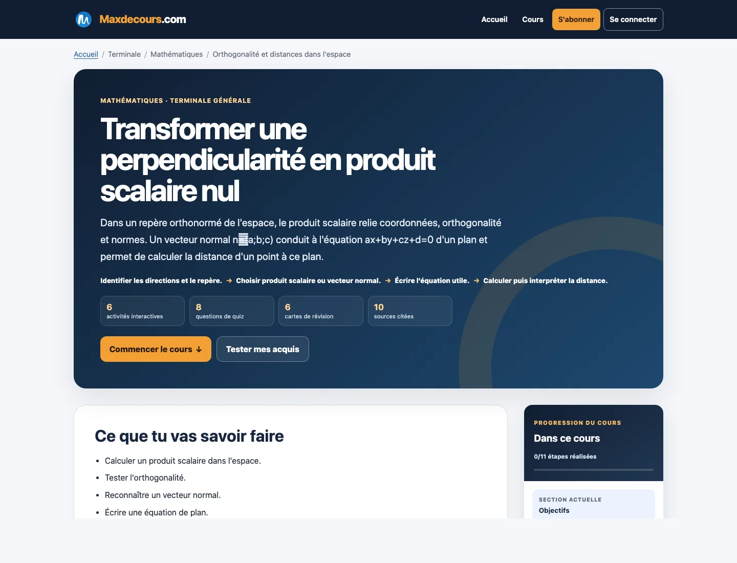 Aperçu d’un cours Maxdecours de Mathématiques en terminale