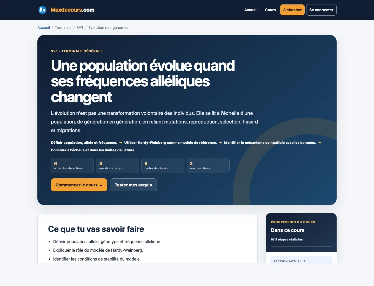 Aperçu d’un cours Maxdecours de Sciences de la vie et de la Terre en terminale